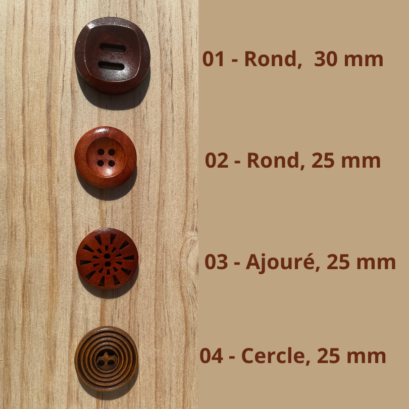 Bouton Bois Brun-Rouge
