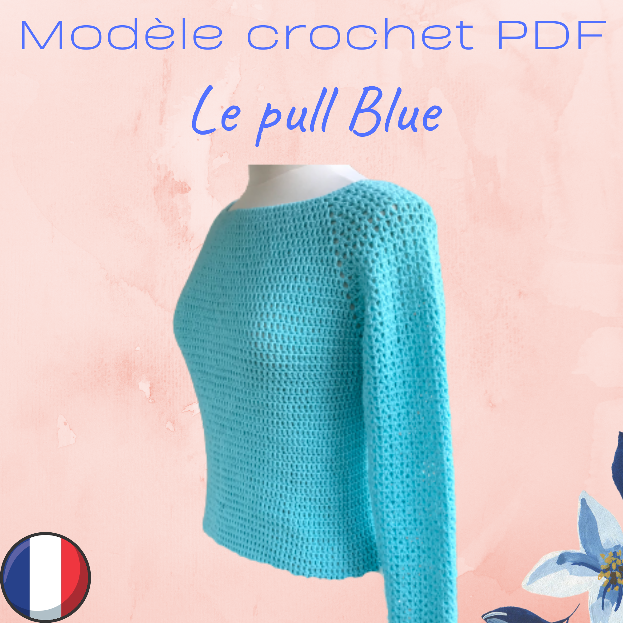 Patron PDF Crochet Le Pull Blue - Main Image