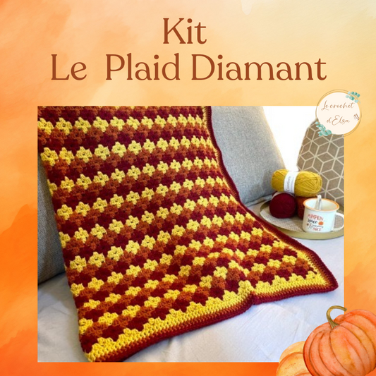 Kit crochet de saison - Automne 2025- Le plaid Diamant